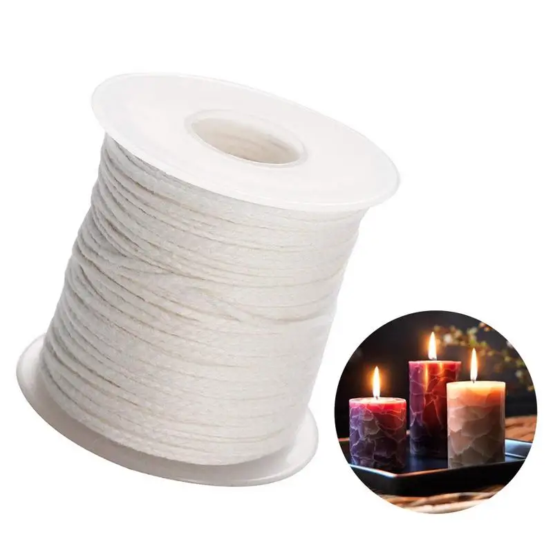 1 Roll 200 Feet 61M White Candle Wick Cotton Candle Woven Wick for Candle DIY And Candle Making