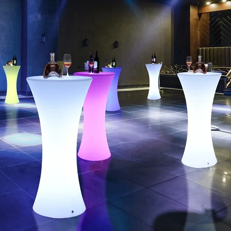 

LED Illuminated Cocktail Table, Lighted Up Bar Tables, Plastic Coffee Table, Commercial Furniture Suppies, 110cm Height