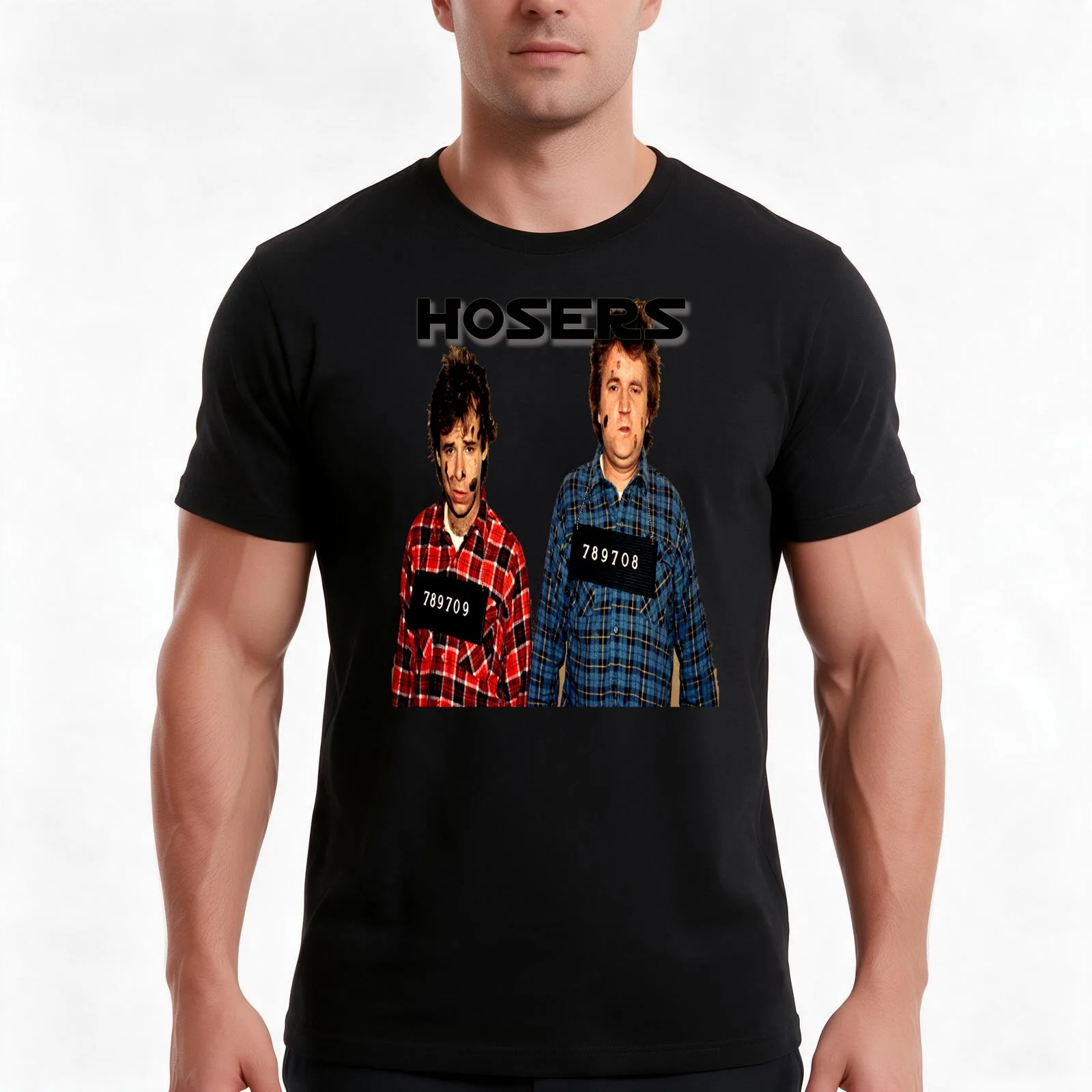 Bob and Doug McKenzie - Hosers Mugshot ! Canadian Popular Retro Comedy T-Shirt Summer Casual Cotton Tee Vintage Graphic Print