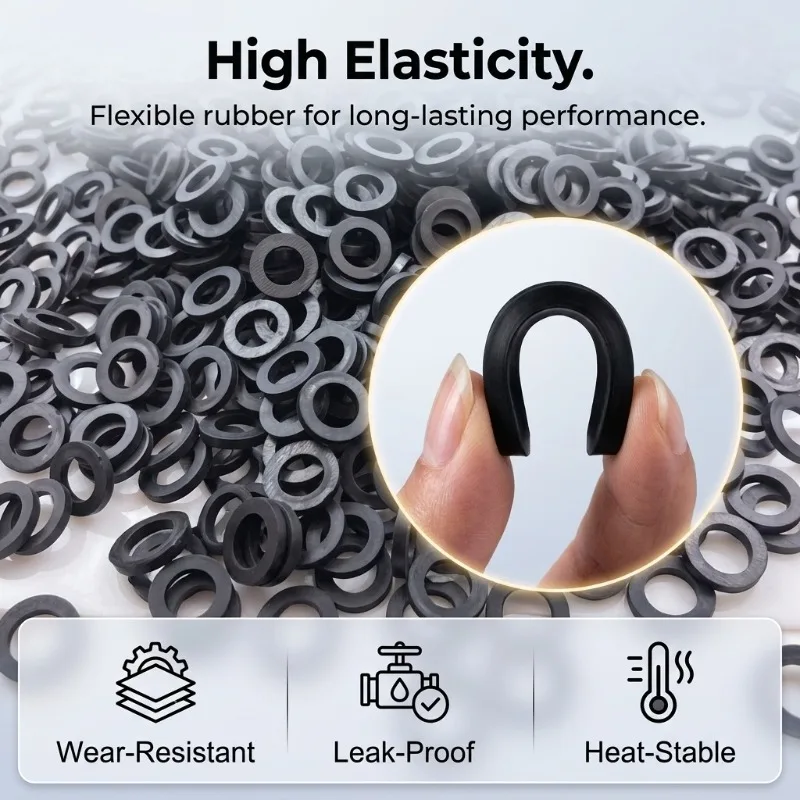 Rubber Sealing Gaskets for Shower Hose Waterproof Anti Leak Rubber Washer Rings Replacement Seals for Bathroom Shower Pipe
