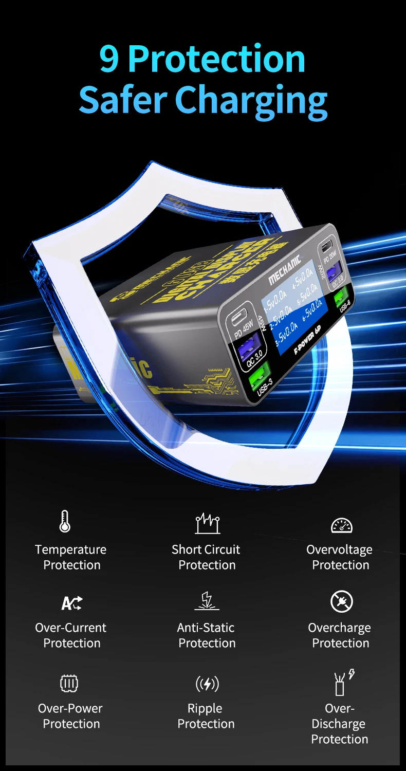 MECHANIC Digital Display Multi-Port Charger F-Power 6s 50W 4
