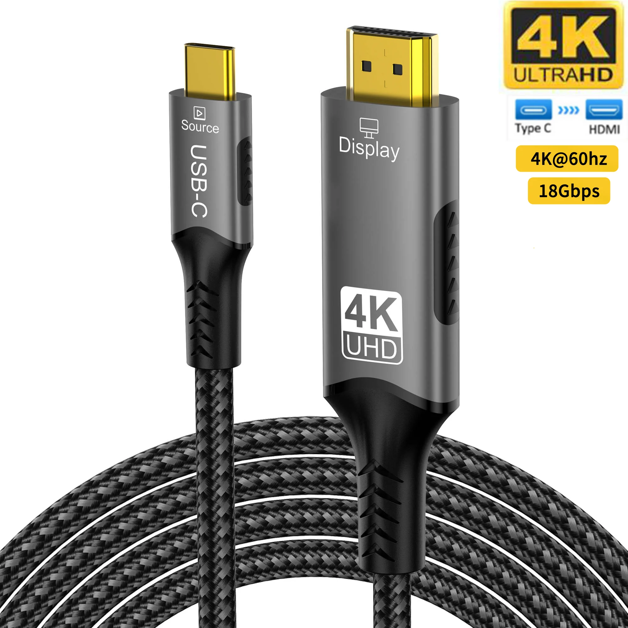 4K 8k@60hz USB-C zu HDMI Kabel 4k@120hz Typ-C zu HDMI 2.1 Thunderbolt 4 Kompatibles HDTV-Kabel für PC MacBook Pro HUAWEI