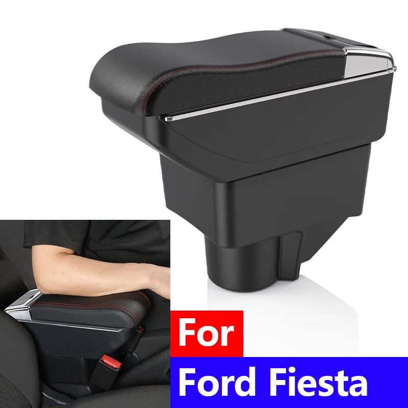 

Car accessories interior center console storage box For Ford Fiesta 3 2011-2018 black armrest easy to install without drilling