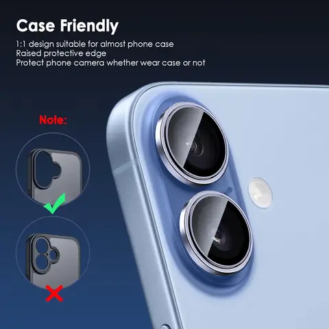 Защитная пленка из алюминиевого сплава для iPhone 17, защита объектива камеры iPhone 17 HD, крышка из закаленного стекла, металлическое защитное кольцо для экрана объектива