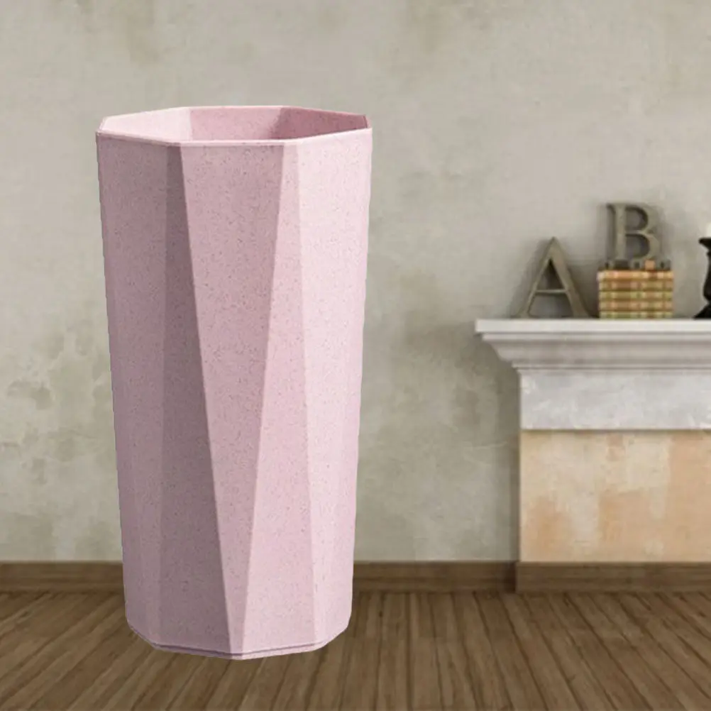 Creative Octagon Wheat Straw Couple Toothbrush Cups Nordic Pink Lightweight Stackable Cups for Drink Coffee Tea