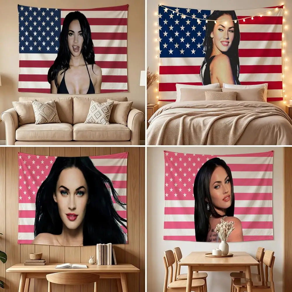 Actress M-Megan Fox American Tapestry Custom Living Bedroom Party Dormitory Interior Wall Bohemian Decoration Attached Clip