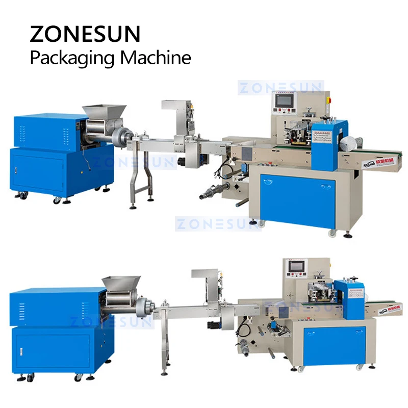 ZONESUN Horizontal Flow Bagging Machine Automatic Plasticine Sealant Feeding Cutting Sealing Packing Mass Production ZS-HYS450N