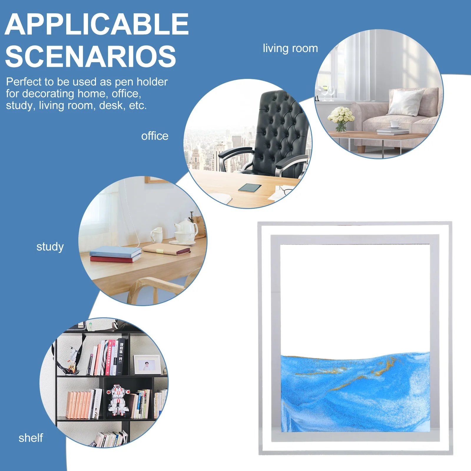 3D Quicksand Ornament Hourglass Decor Transparent Crystal Clear Sand Painting Desktop Decoration Relieve Stress Office Student