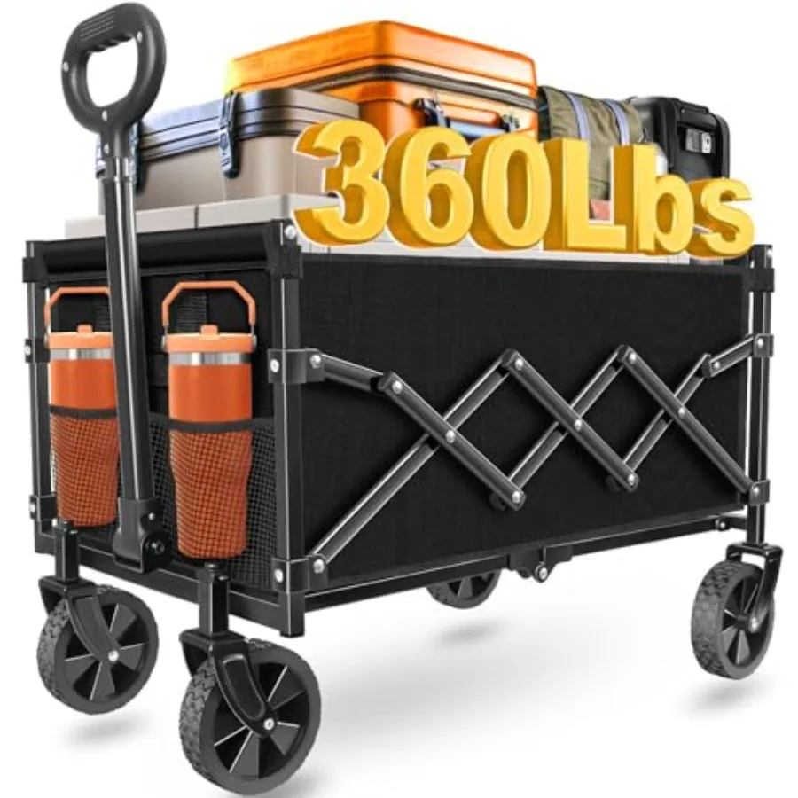 

Складная тележка-вагончик на колесах для пляжа, песка, спорта, кемпинга, продуктов, черная