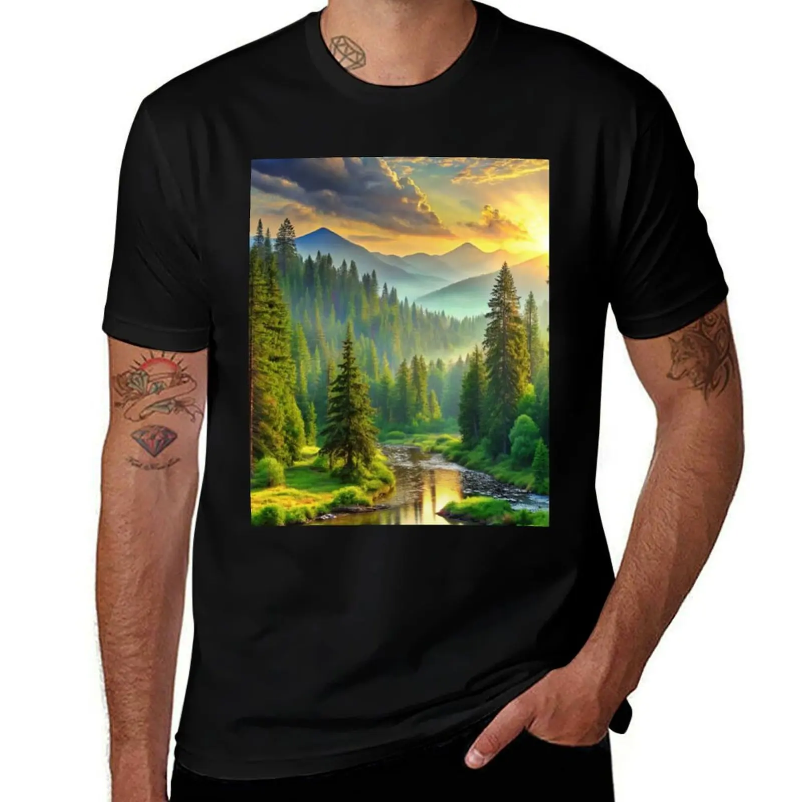 

Discover Yourself Forest Sunset Nature Photography T-Shirt gifts for boyfriend graphic shirts t shirt men