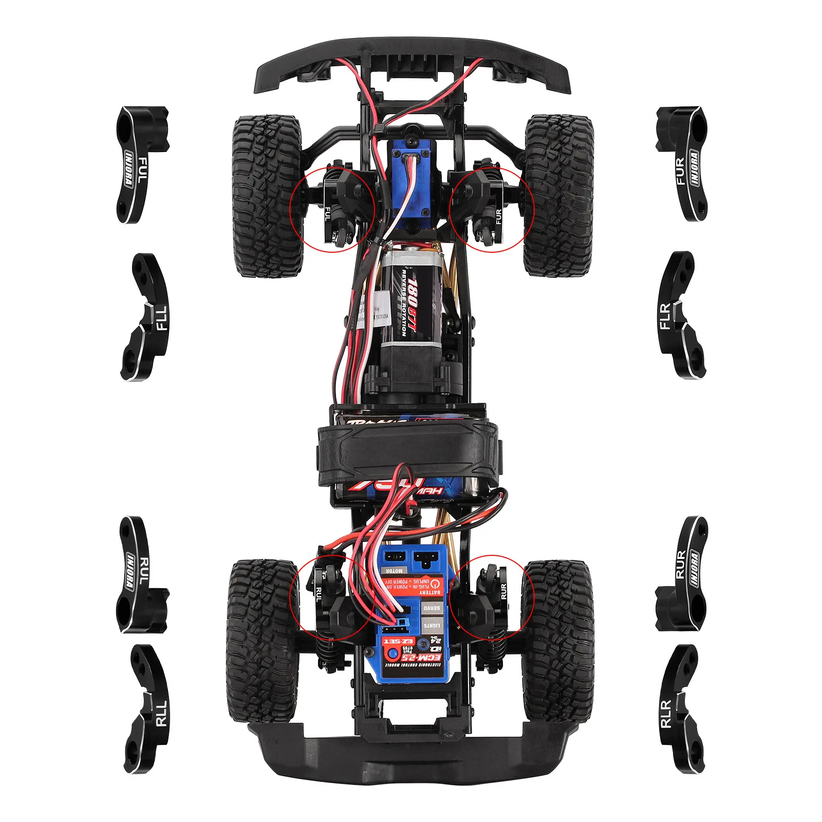 알루미늄 합금 충격 마운트 조정 가능한 충격 브래킷, RC 쇼크 플렉스 블레이드, TRX4M 1/18 RC 크롤러 자동차 업그레이드 부품