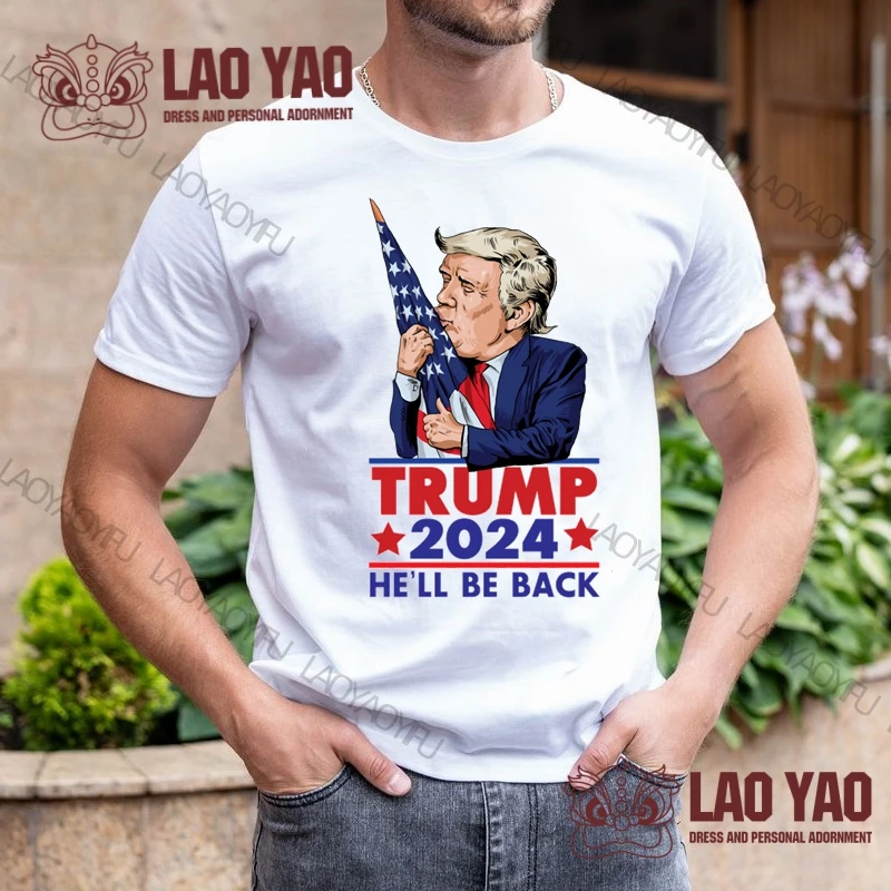 Trump 2024 Graphic T Shirts Goth Clothes Alphabet T-shirt Fans Support T-shirts for Women Second Back Streetwear Kpop Tops Y2k