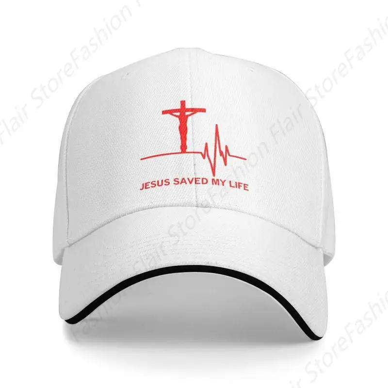 Personalizado Jesus Salvou Minha Vida Boné de Beisebol Religioso Cristão para Homens e Mulheres, Ajustável Papai Chapéu, Proteção Solar, Verão