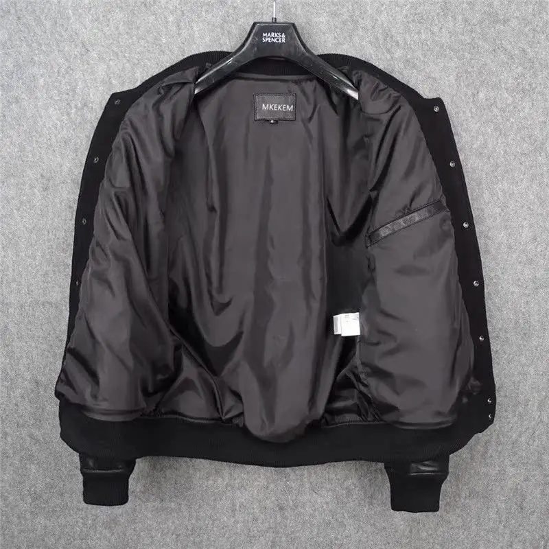 Blouson Court Cuir Mouton Baseball Homme/Femme - usage example