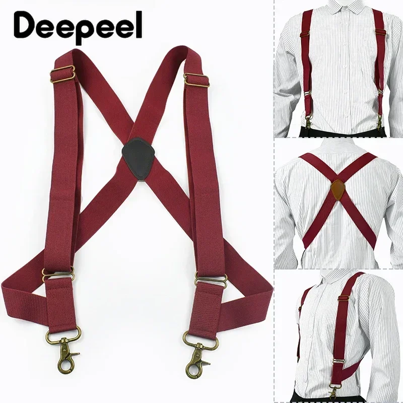

Мужские подтяжки Deepeel 3,5*125 см, эластичные подтяжки с X-образной спинкой, регулируемые ремни с 2 застежками-захватами, ремни для костюма, аксессуары «сделай сам»