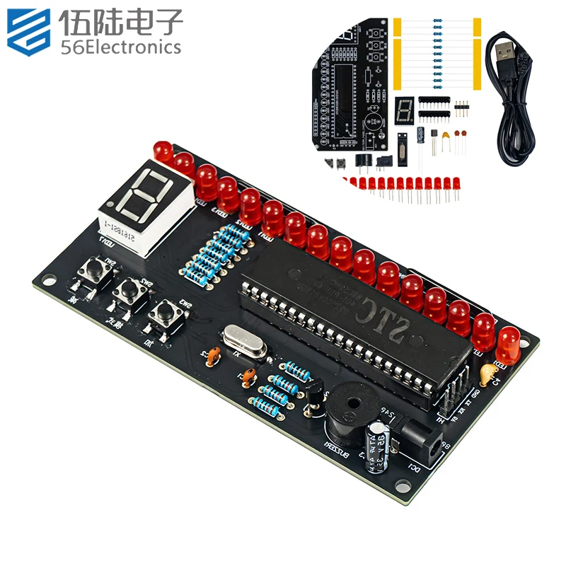 DIY Adjustable Speed Music Flowing Light Kit Electronic Microcontroller Welding Circuit Board Teaching and Training Parts