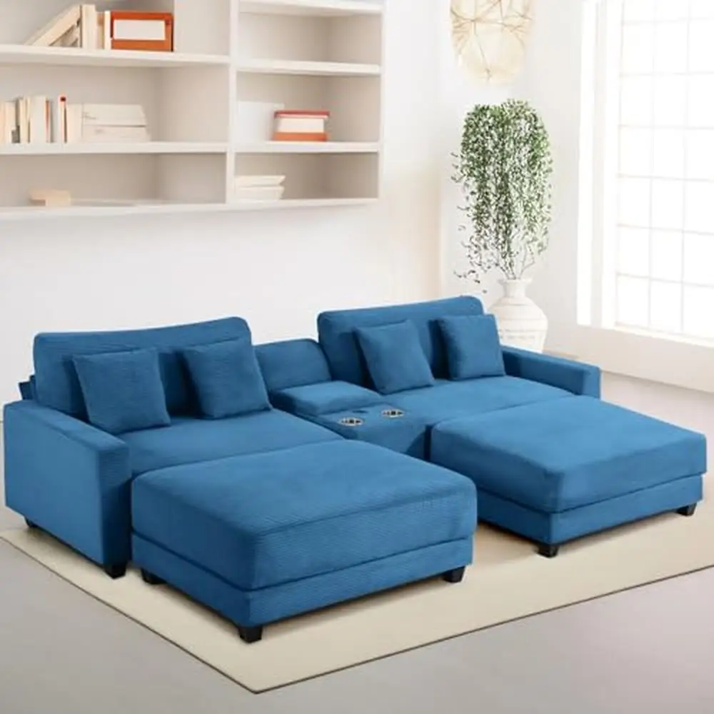 Oversized Loveseat with 2 Ottomans 112