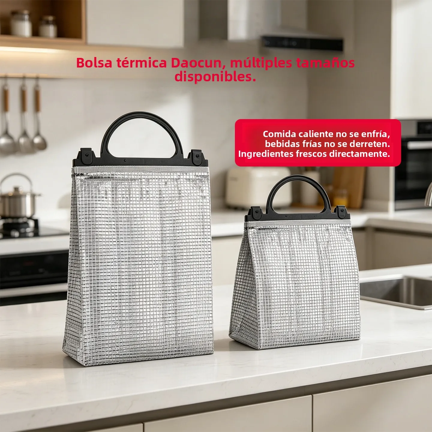 Lonchera de Aluminio Grueso, Bolsa Térmica para Llevar Comida, Conservación de Alimentos Fríos, Empaque para Comida Fresca