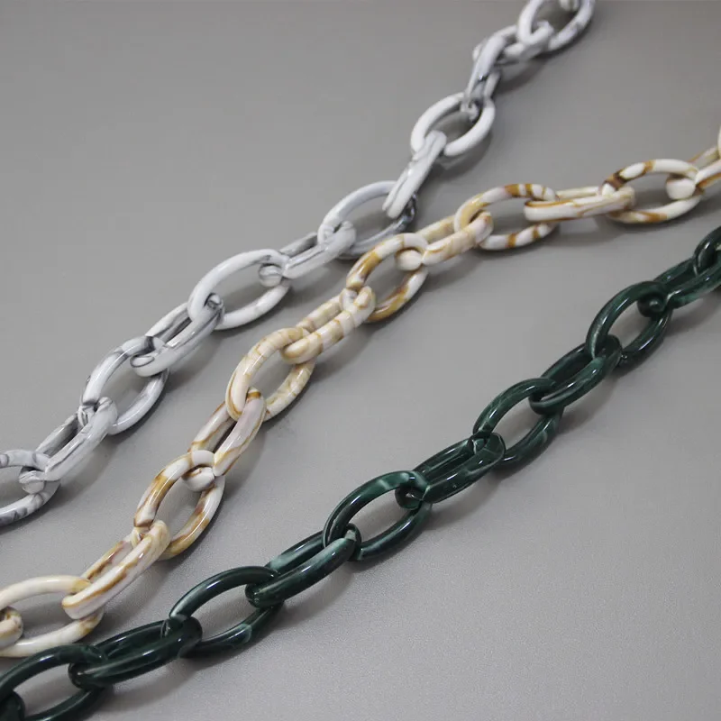 New Fashion Woman Brand Handbag Accessory Chain Detachable Replacement Beige White Ink Green Strap Women DIY Clutch Resin Chains