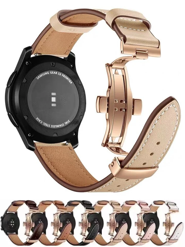 Correa de cuero para Samsung Galaxy watch 5, 4, 6, classic, pro, 40mm, 44mm, 45mm, 46mm, correa de pulsera para Huawei GT/2e/3/4