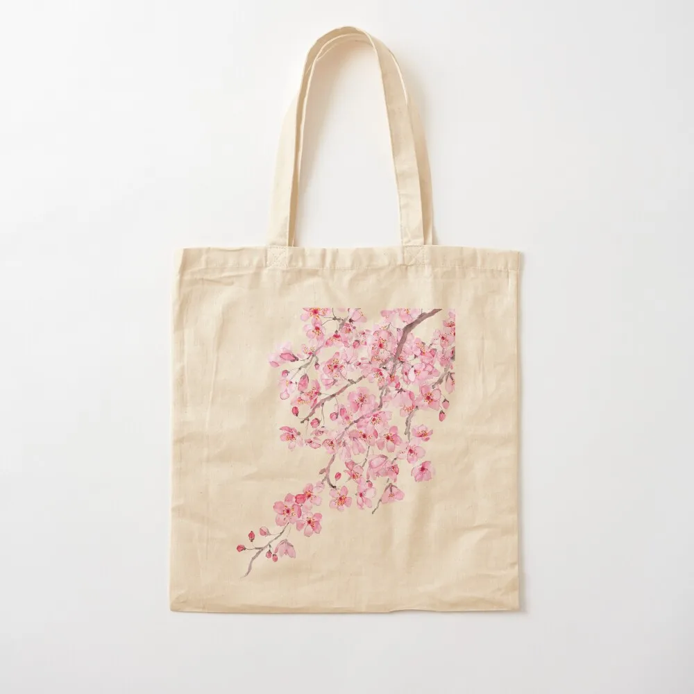 hand painted hand painted pink cherry blossom watercolor 2020 Tote Bag shopping cart bags Lady bags Shopper handbag Cloth bag