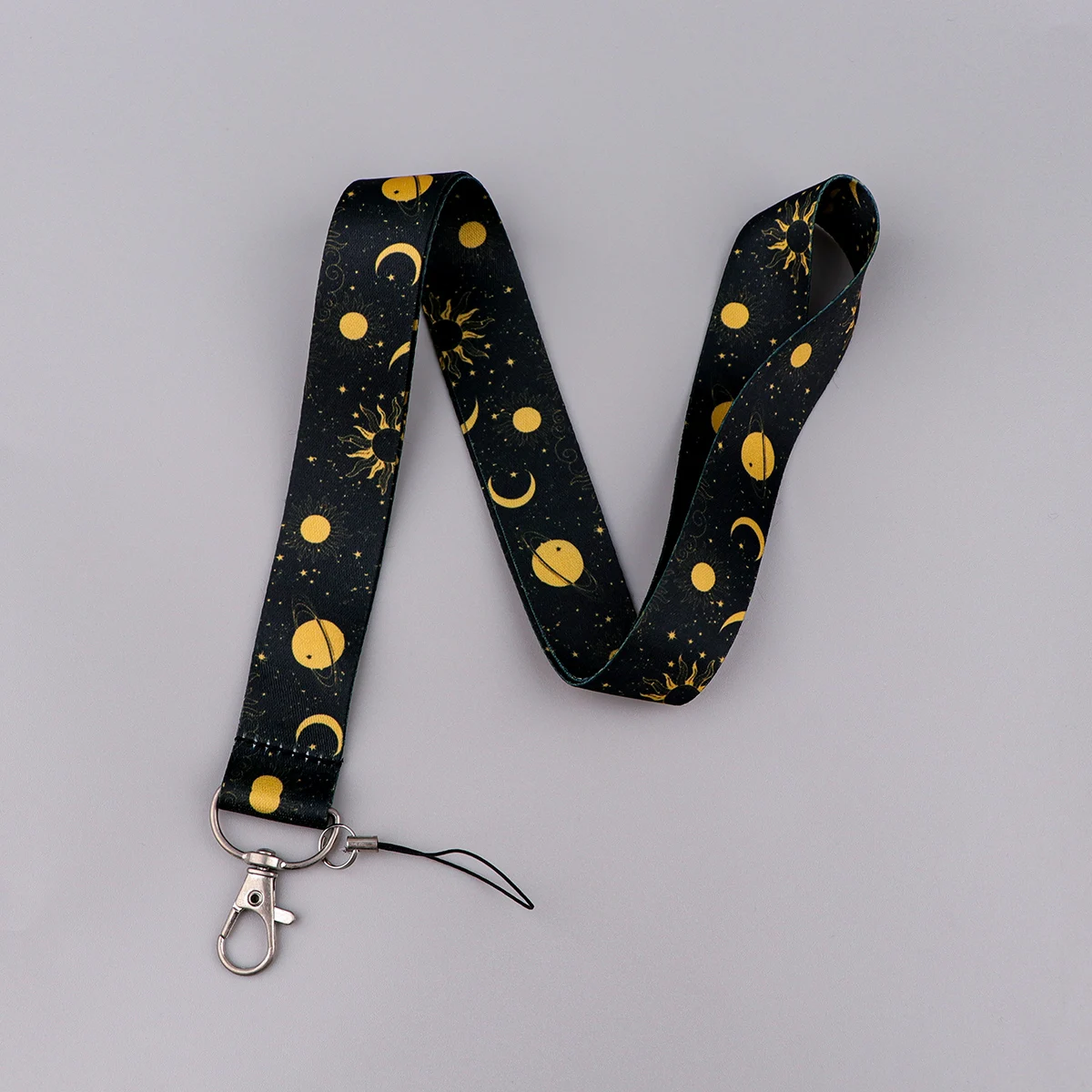 Moon and Star Lanyards for Keys Black Neck Strap For Card Badge Gym Keychain Key Holder DIY Hanging Rope Keyring Accessories