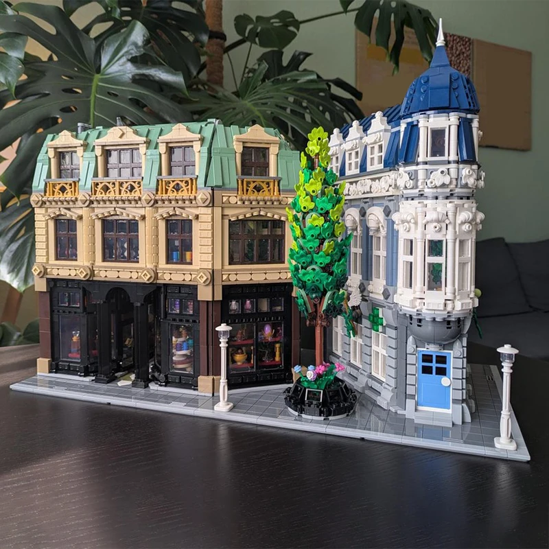 

10507 шт., город, хит продаж, вид на улицу, Moc, старый городской центр, аптека, модель кофейни, сделай сам, креативные идеи, сборка игрушек, головоломка, подарок