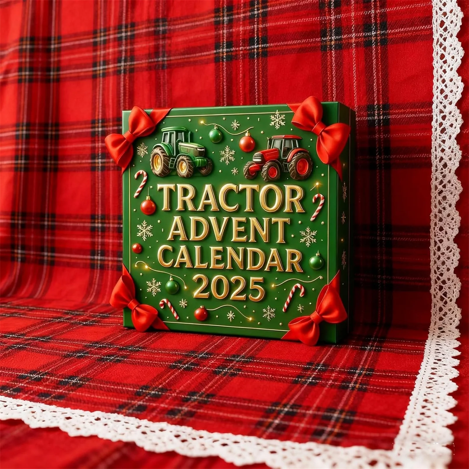 Horloge de retraite 2025 tracteur calendrier de l'avent 24 jours calendrier de compte à rebours de noël drôle 24 pièces tracteur 2D enfants minuterie lumière