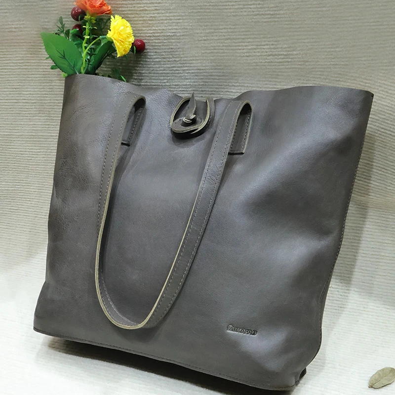 ZVHIYAO Top layer cowhide hand shoulder bag Portmanteaus Can accommodate notebook files Leather bags