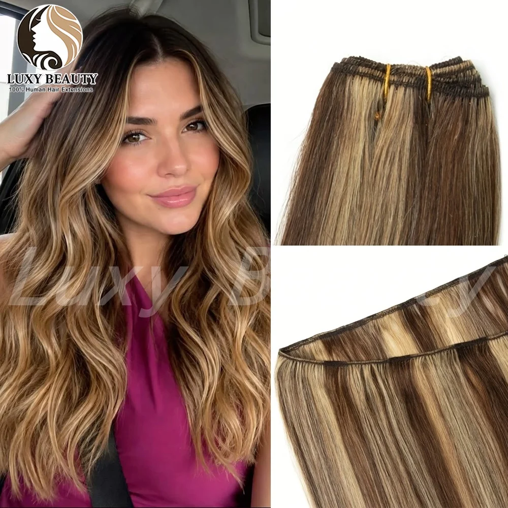 50g/pack Straight Hair Weft Bundles Human Hair Extensions Long Blonde Brown Black Double Drawn Sewing in Human Hair Weft Weaves