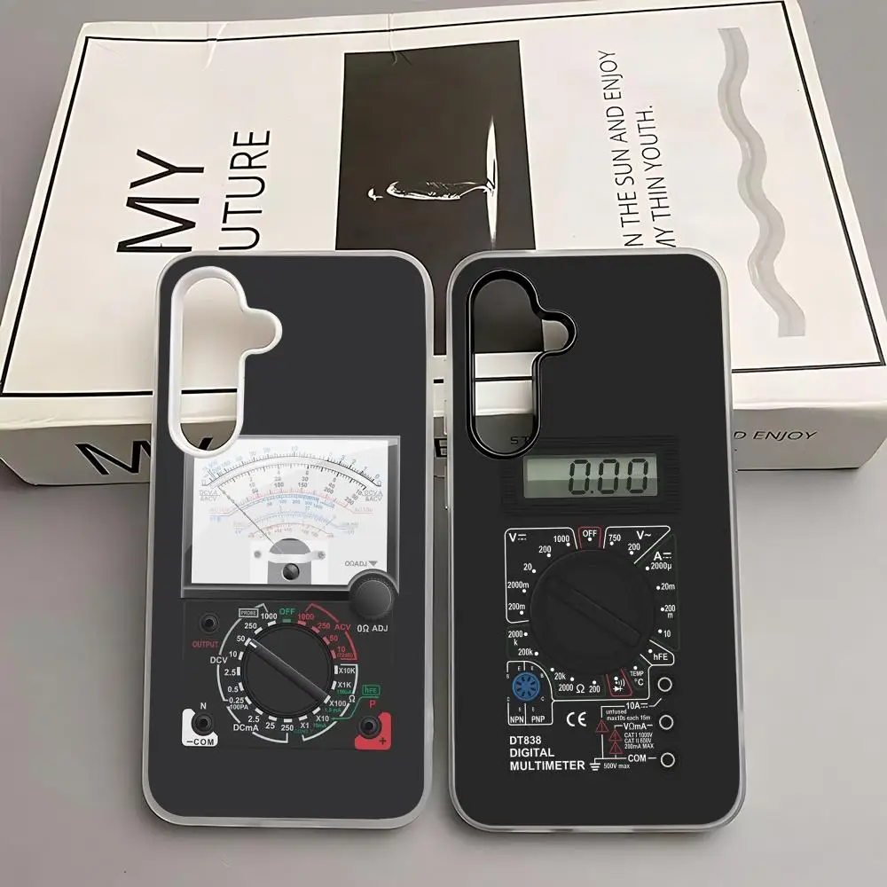 Multimeter Pattern Phone Case for Samsung A57 A16 A56 A36 A26 A55 A54 A15 A35 A25 White 2-in-1 Jelly case