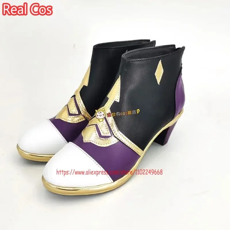 RealCos Yelan コスプレ靴ゲーム原神インパクト Ye lan コスプレ靴ハイヒールファンシーショートブーツ女性女の子ハロウィンパーティー