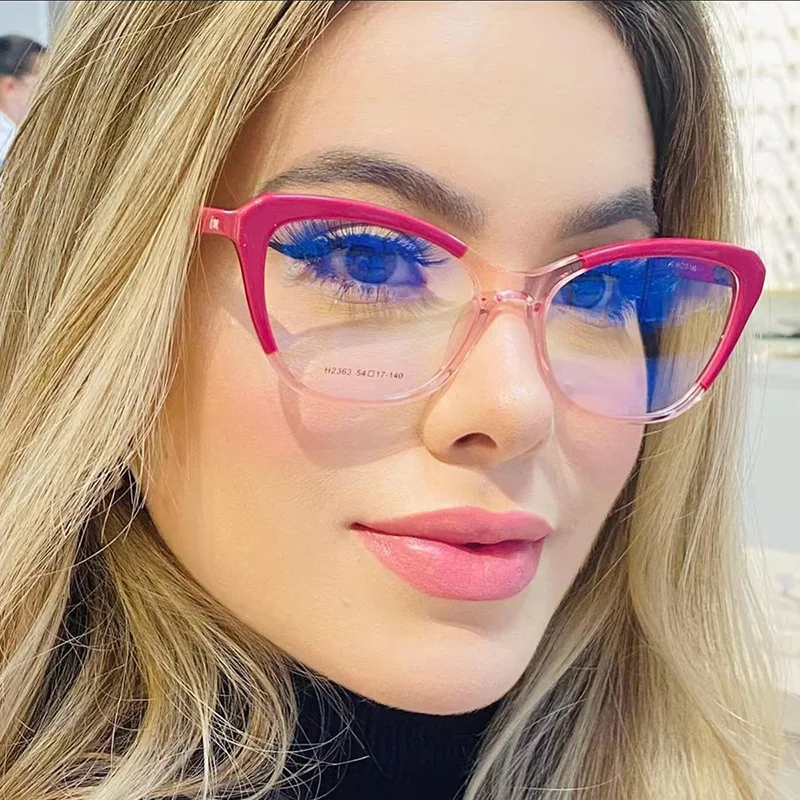 Oculos Mujer-Lunettes de vue anti-lumière bleue pour femmes, lunettes classiques, monture de lunettes optiques, œil de chat, marque de mode,