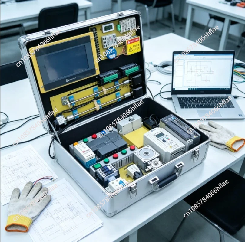 PLC Learning Teaching Box, S7-200 Smart Training Test Kit with HMI Touch Screen for Programming Practice