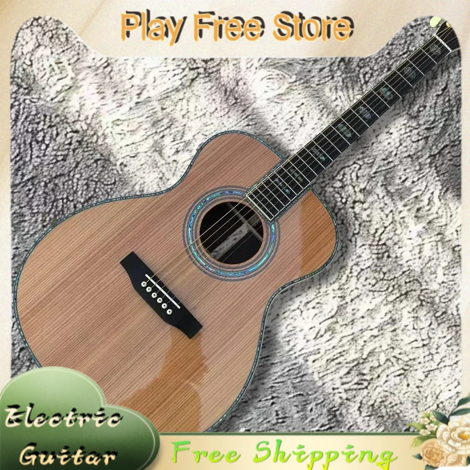 OM45 Acoustic Guitar  6 Strings Natural Red Cedar Body Solid Top Profile Full Abalone Shell Inlaid Free Shipping Hot Sale New