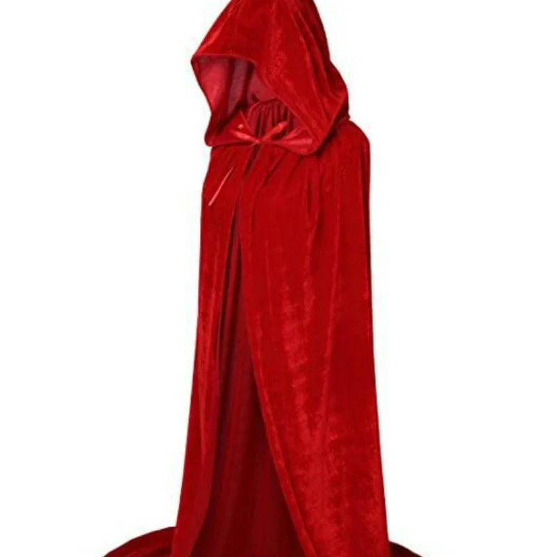 Manto de veludo com capuz gótico para mulheres, Bruxa Elfa Adulto, Manto Longo para Carnaval, Capas de Halloween, Robe, Larp Vampires Grim Reaper Party