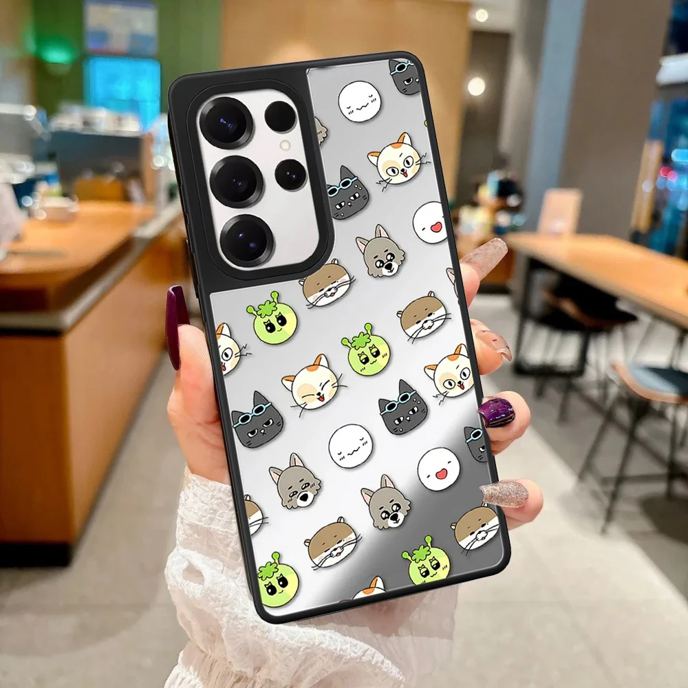 

Full Screen Cartoon Animals Mirror Surface Magnetic Phone Cover for Samsung Galaxy S23 S24 S25 S26 Ultra S26+ Plus Case