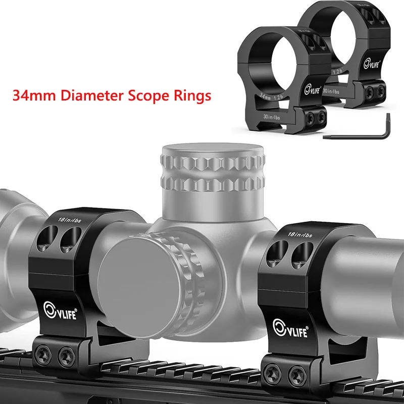 

CVLIFE 34mm Scope Rings 2 Pcs Medium/High Profile 1.26"/1.45" Height Compatible with Picatinny Rails Tactical Riflescope Mount