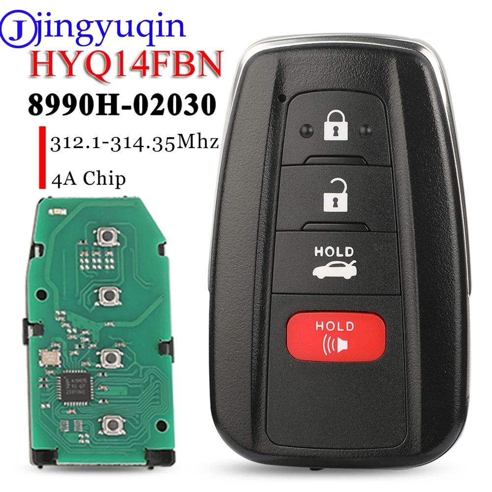 Jingyuqin 4BTN 4A Chip 312.1-314.35Mhz FCC ID: HYQ14FBN 8990H-02030 Remote Smart Car Key Keyless For Toyota Corolla 2019 - 2022