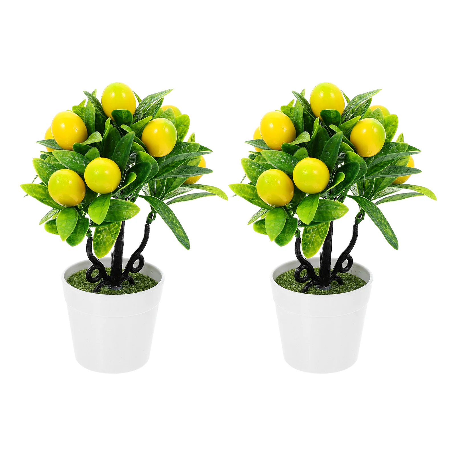 

2 Pcs Faux Lemon Potted Plant Kitchen Decor Fake Fruit Yellow Decorations Plants Tree Decors Trees Bonsais Simulation