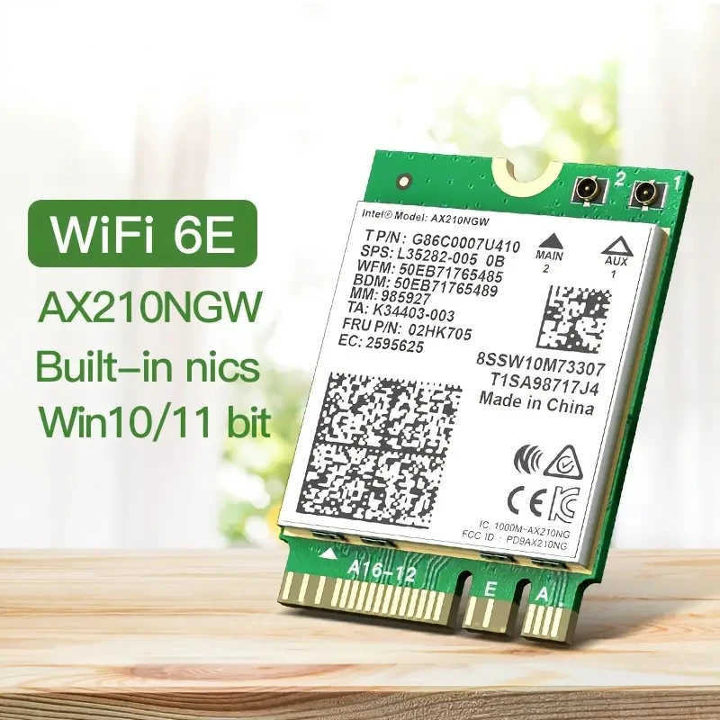 

High-performance AX210NGW WiFi 6E 11AX Tri-band Wireless Module, Extended to 6GHz MU-MIMO Built-in Network Card for Laptops, Win