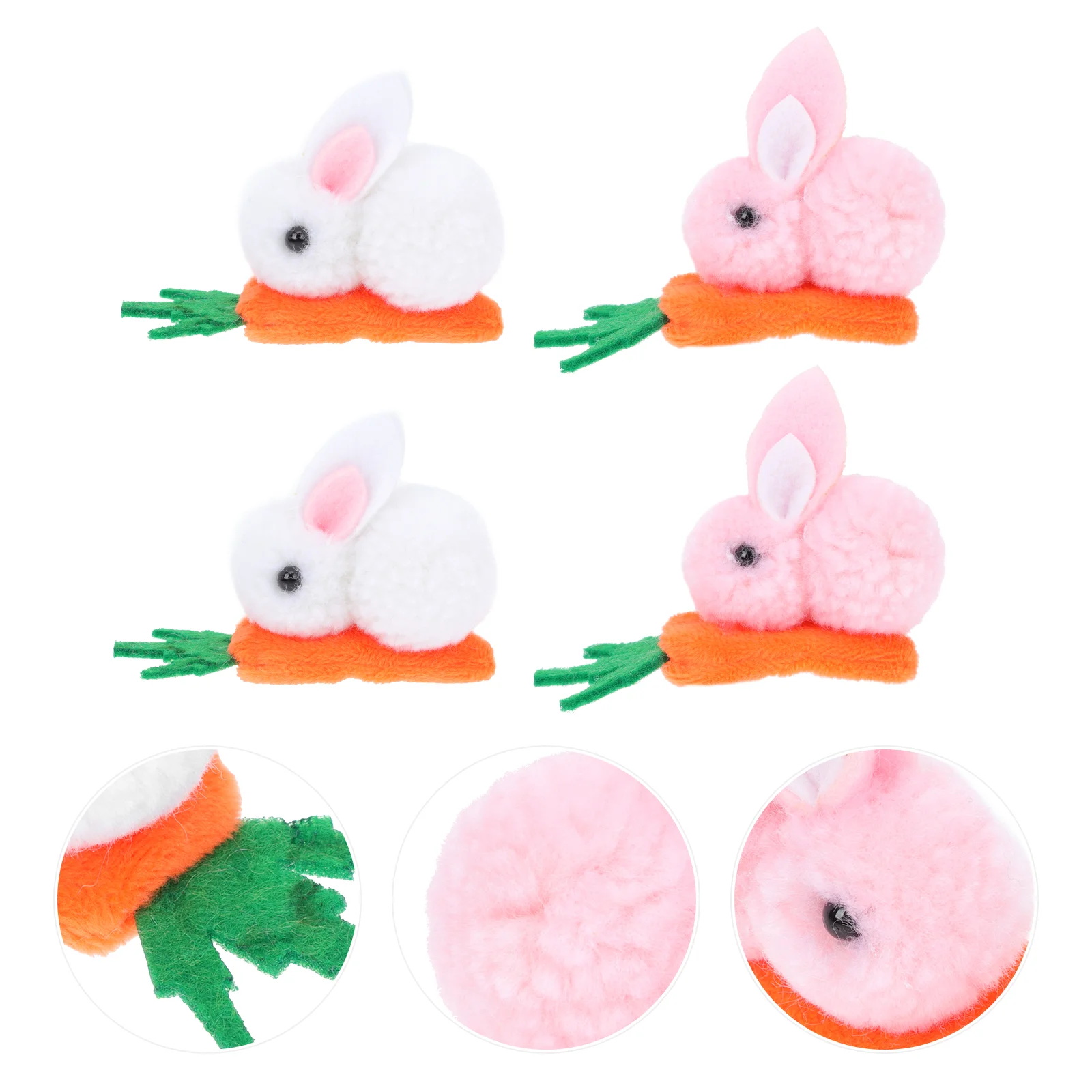 

4 Pcs Hairpin Barrettes Cartoon Plush Hairpins Rabbit Clips Headdress Girls Decors Carrot Child