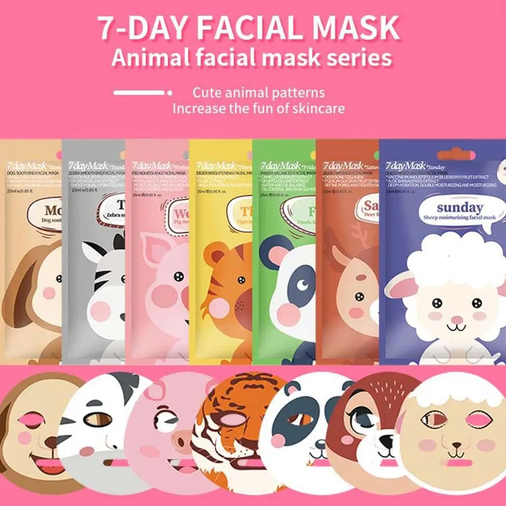 1pc Cartoon Cute Moisturizing Facial Mask Hyaluronic Acid Face Masks Skincare Softening Cleansing Face Sheet Mask Skin Care