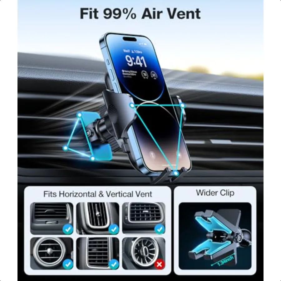 Обновленный ультрастабильный автомобильный держатель для телефона, двойной замок, металлический зажим, универсальное крепление для телефона с вентиляционным отверстием, держатель для мобильного телефона для йо