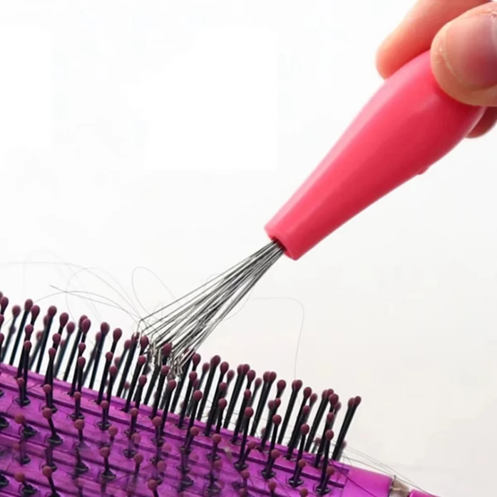 Comb Hair Brush Cleaner Plastic Metal Cleaning Brush Remover Embedded Tool Handle Tangle Hair Comb Accessories Cleaning Supplies