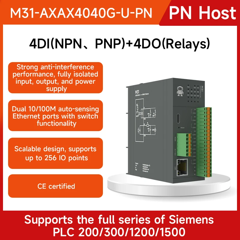 Profinet Remote lO AO/DO/AI/AO Botu/STEP 7 Profinet to Modbus RTU Industrial Grade CDEBYTE Distributed IO Module