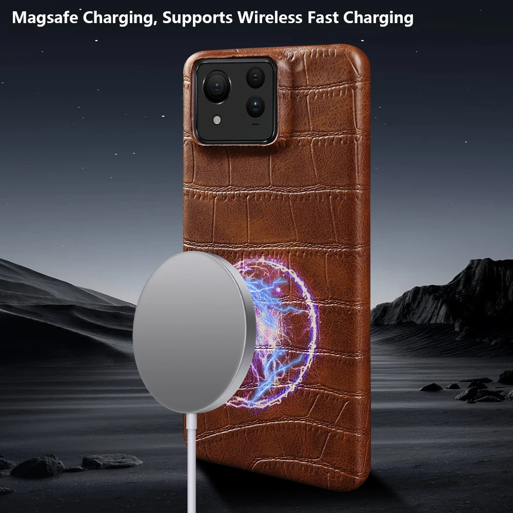 For Magsafe Crocodile Leather Case For Asus Zenfone 11 Ultra 9 8 ZS590KS Phone Cases Magnetic Back Cover Shockproof Protective