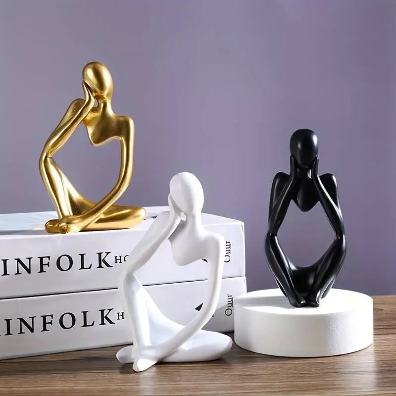 3pcs/set Abstract Thinker Statue Resin Sculpture Micro Thinker Figure European Office Home Decoration Accessories