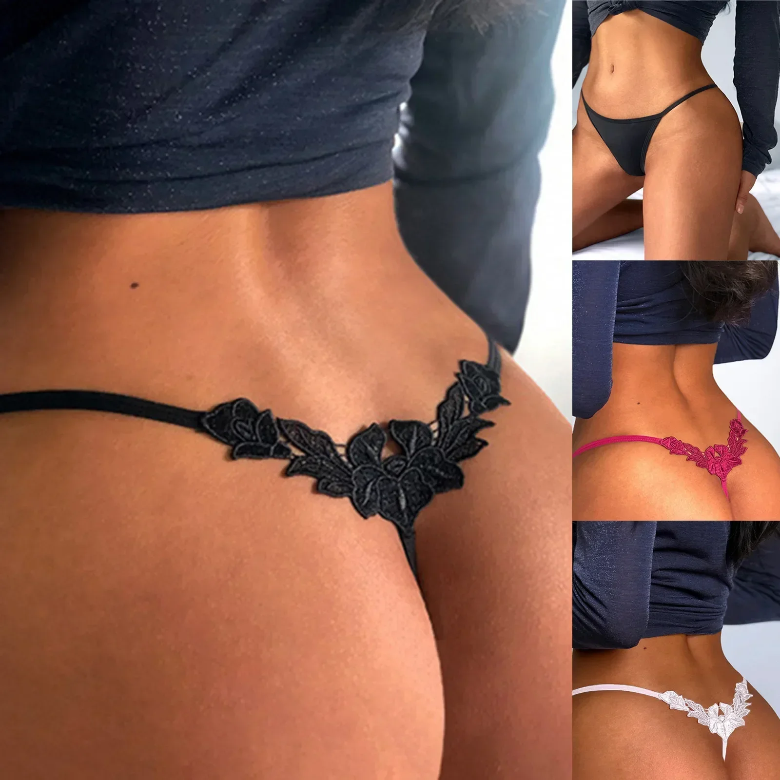 Sexy G String Underwear Women Panties T-Back Floral Embroidery Briefs Female Lingerie Erotic Girls Thongs Bikini Size S-XXL