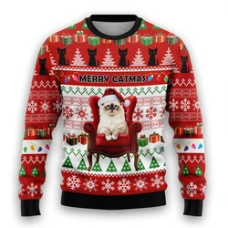 Cat Lover Ugly Christmas Sweater Merry Catmas Graphic Sweatshirts Ragdoll Cat Kitten Pullovers Pet Cats Unisex Pullover Sweaters